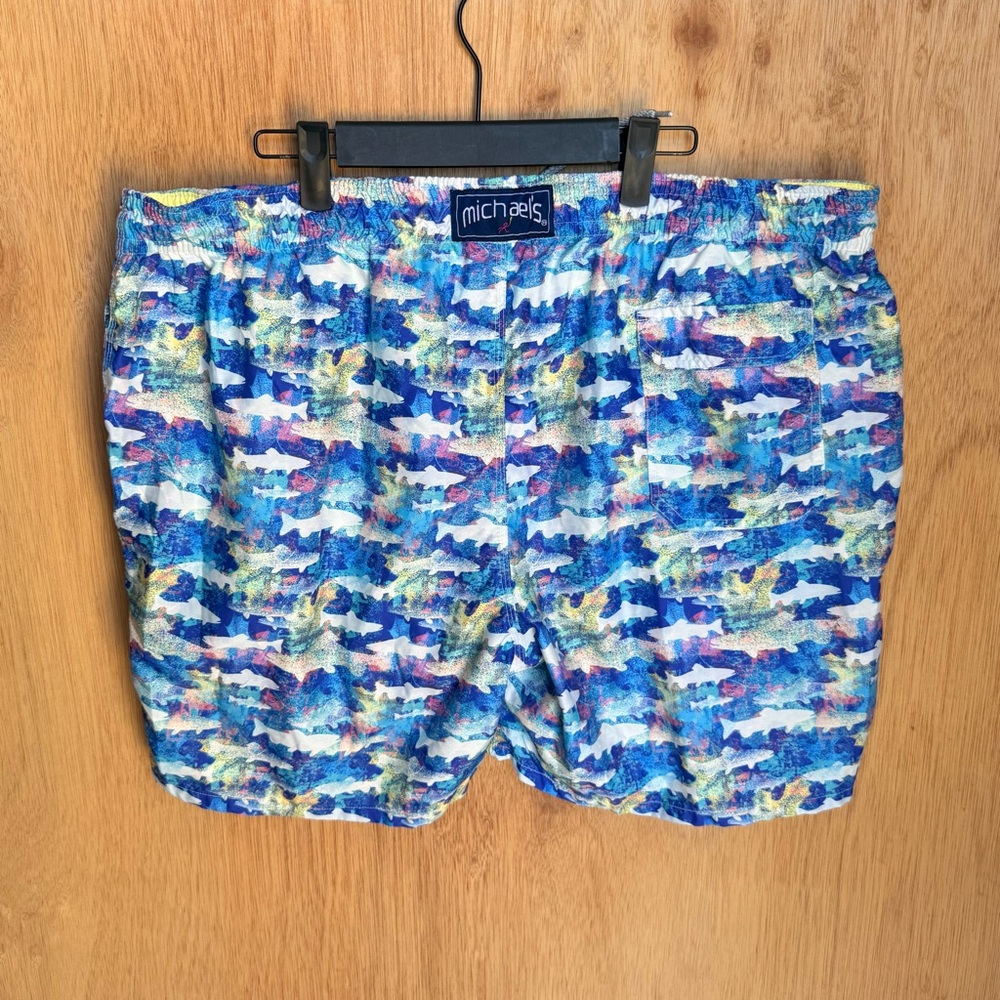 MICHAELS SWIMWEAR MEN'S FISH BLUE SWIM TRUNK Size XXL - Picture 3 of 11